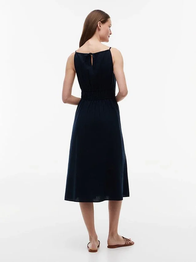 Rochie midi din amestec de in, cu volane Rochie midi din amestec de in, cu volane