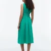 Rochie midi din amestec de in cu volane Rochie midi din amestec de in cu volane