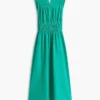 Rochie midi din amestec de in cu volane Rochie midi din amestec de in cu volane