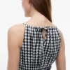 Rochie midi din amestec de in cu volane, cu imprimeu gingham