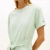 Rochie midi din bumbac slub cu nod în față