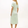 Rochie midi din bumbac slub cu nod în față