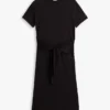 Rochie midi din bumbac slub cu nod în față