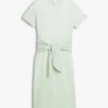 Rochie midi din bumbac slub cu nod în față