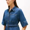 Rochie midi din denim cu curele