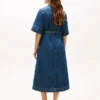 Rochie midi din denim cu curele