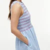 Rochie midi din poplin cu dungi și drapaj Rochie midi din poplin cu dungi și drapaj