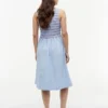 Rochie midi din poplin cu dungi și drapaj Rochie midi din poplin cu dungi și drapaj