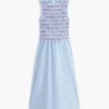 Rochie midi din poplin cu dungi și drapaj Rochie midi din poplin cu dungi și drapaj