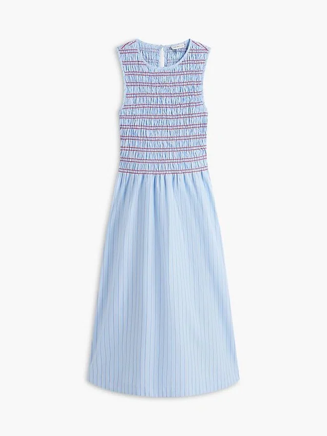 Rochie midi din poplin cu dungi și drapaj Rochie midi din poplin cu dungi și drapaj