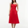 Rochie midi din poplin cu pliuri Rochie midi din poplin cu pliuri