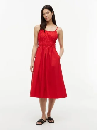 Rochie midi din poplin cu pliuri