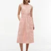 Rochie midi din seersucker cu carouri și drapaj