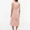 Rochie midi din seersucker cu carouri și drapaj