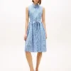 Rochie midi din seersucker cu imprimeu gingham și curele