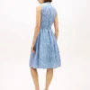 Rochie midi din seersucker cu imprimeu gingham și curele