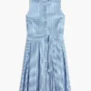 Rochie midi din seersucker cu imprimeu gingham și curele