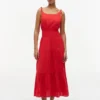 Rochie midi din seersucker cu volane Rochie midi din seersucker cu volane