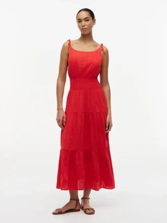 Rochie midi din seersucker cu volane