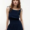 Rochie midi din seersucker cu volane Rochie midi din seersucker cu volane