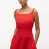 Rochie midi din seersucker cu volane Rochie midi din seersucker cu volane