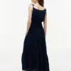 Rochie midi din seersucker cu volane Rochie midi din seersucker cu volane