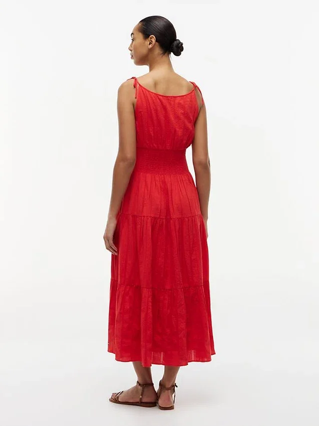 Rochie midi din seersucker cu volane Rochie midi din seersucker cu volane