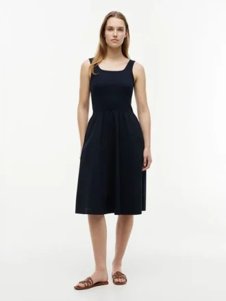Rochie midi fără mâneci din materiale mixte