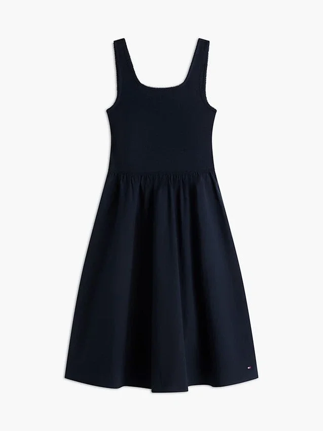 Rochie midi fără mâneci din materiale mixte Rochie midi fără mâneci din materiale mixte