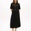 Rochie midi plisată din materiale mixte