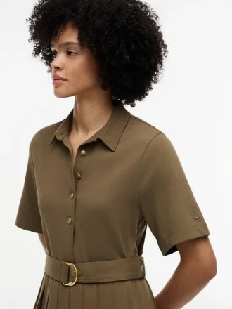 Rochie midi plisată din materiale mixte