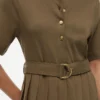 Rochie midi plisată din materiale mixte
