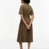 Rochie midi plisată din materiale mixte
