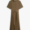 Rochie midi plisată din materiale mixte