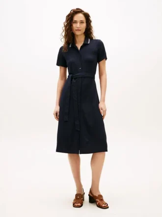 Rochie midi polo cu curele și guler cu vârfuri
