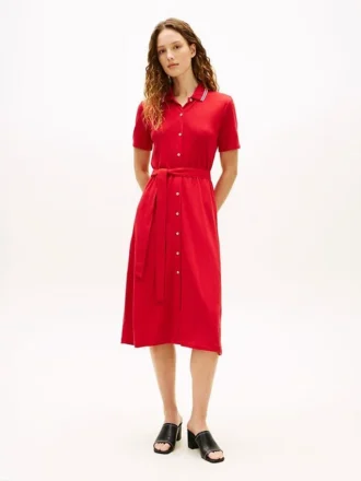 Rochie midi polo cu curele și guler cu vârfuri