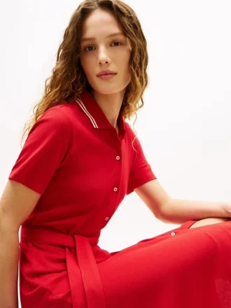 Rochie midi polo cu curele și guler cu vârfuri