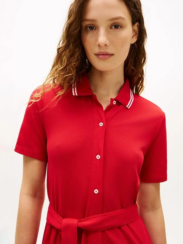 Rochie midi polo cu curele și guler cu vârfuri Rochie midi polo cu curele și guler cu vârfuri