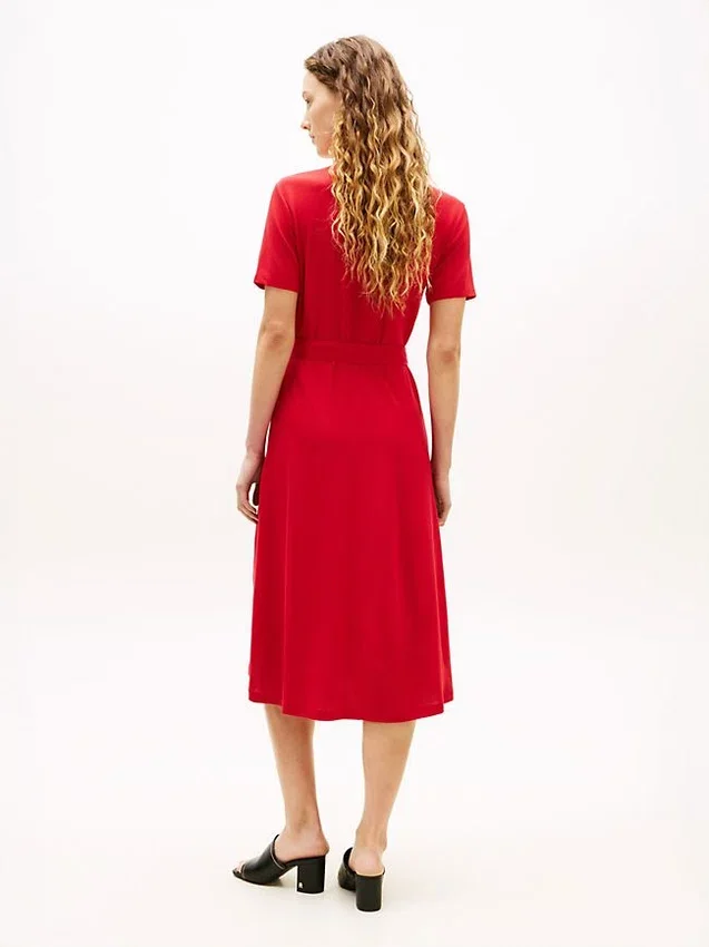 Rochie midi polo cu curele și guler cu vârfuri Rochie midi polo cu curele și guler cu vârfuri