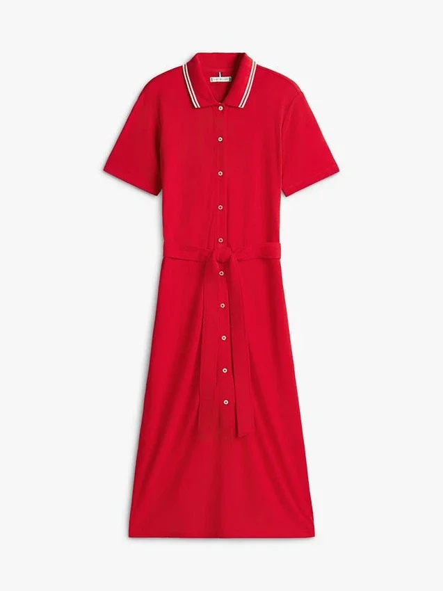 Rochie midi polo cu curele și guler cu vârfuri Rochie midi polo cu curele și guler cu vârfuri