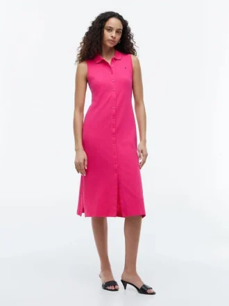 Rochie midi polo fără mâneci din piqué