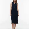 Rochie midi polo fără mâneci din piqué