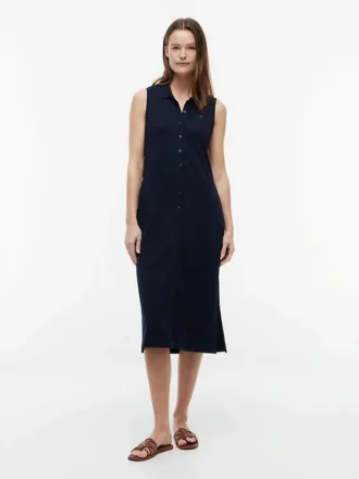Rochie midi polo fără mâneci din piqué