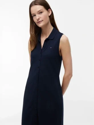 Rochie midi polo fără mâneci din piqué