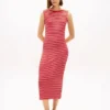 Rochie midi slim fit cu dungi și gât barcă Rochie midi slim fit cu dungi și gât barcă