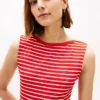 Rochie midi slim fit cu dungi și gât barcă Rochie midi slim fit cu dungi și gât barcă