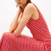 Rochie midi slim fit cu dungi și gât barcă Rochie midi slim fit cu dungi și gât barcă