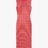 Rochie midi slim fit cu dungi și gât barcă Rochie midi slim fit cu dungi și gât barcă