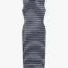 Rochie midi slim fit cu dungi și gât barcă Rochie midi slim fit cu dungi și gât barcă