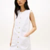 Rochie mini din denim cu buzunare aplicate Rochie mini din denim cu buzunare aplicate